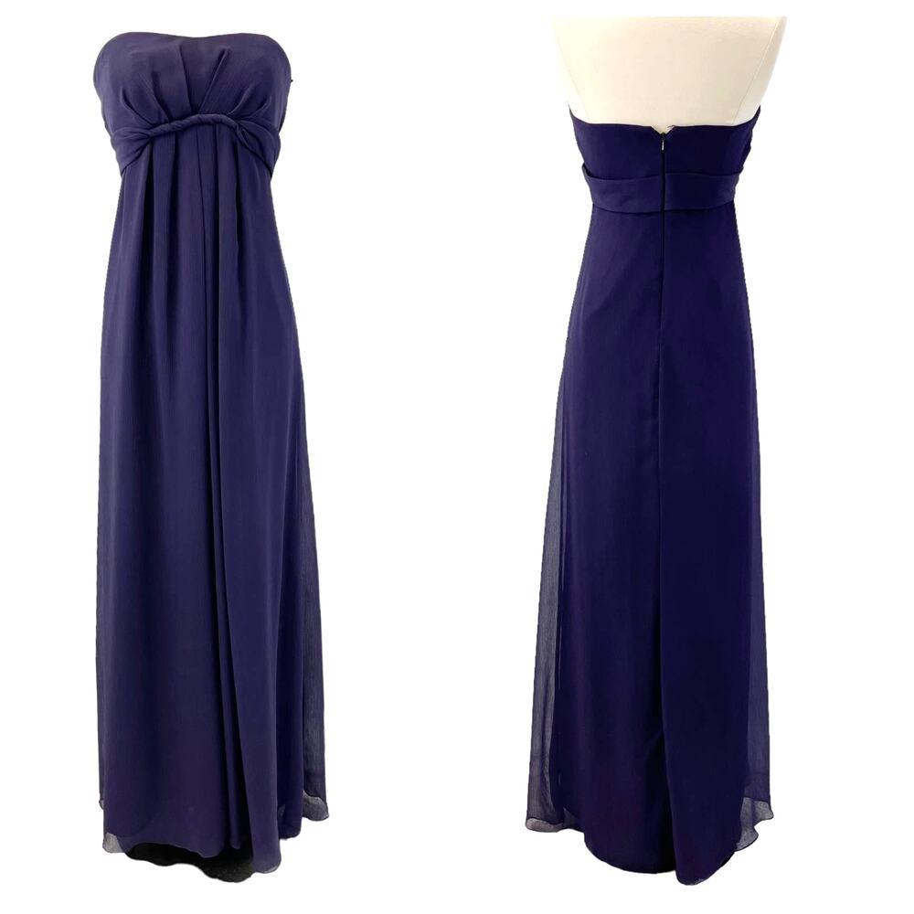 Vineyard Collection Women 4 Bridesmaid‎ Dress Strapless Purple Twist Chiffon